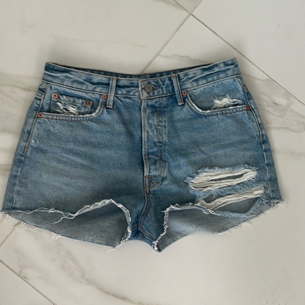 GRLFRND cindy distressed jean shorts